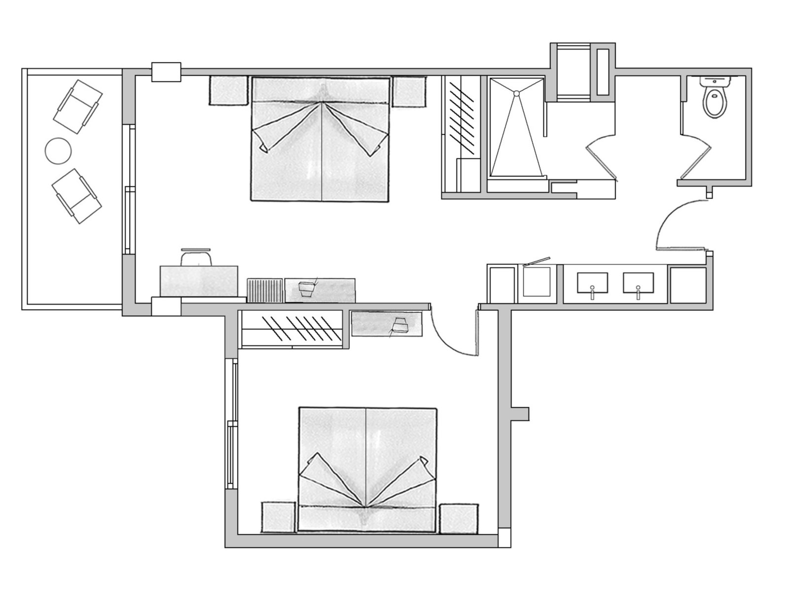 Wohnbeispiel Family Room (2 Bedrooms)