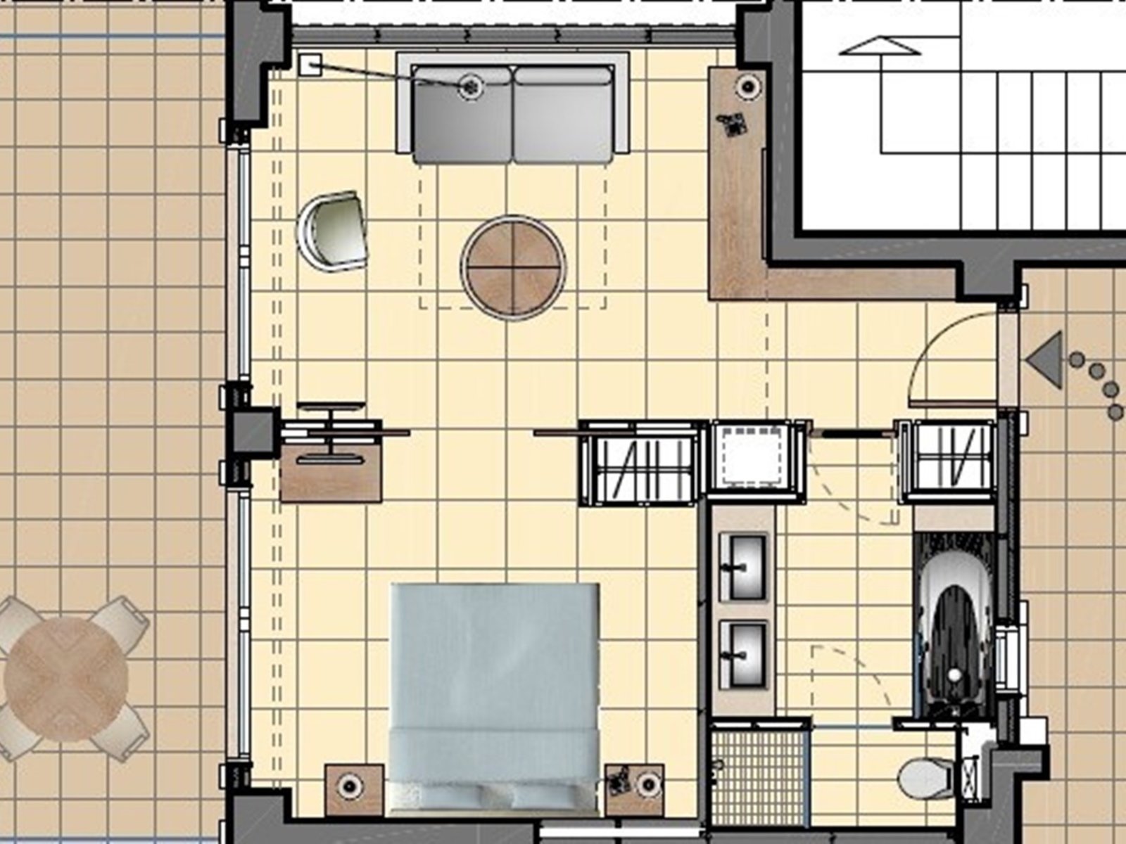 Wohnbeispiel Juniorsuite („AI-generated“)