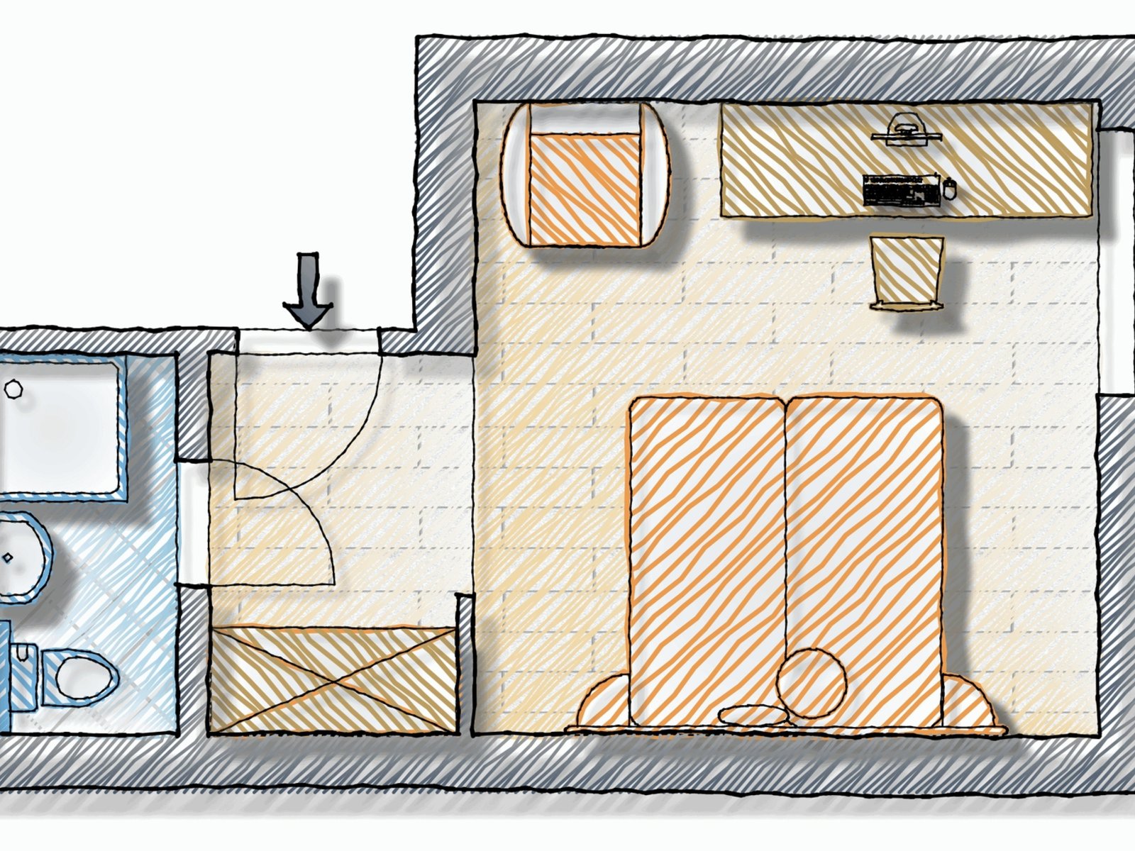 Wohnbeispiel Doppelzimmer Brunnstein („AI-generated“)