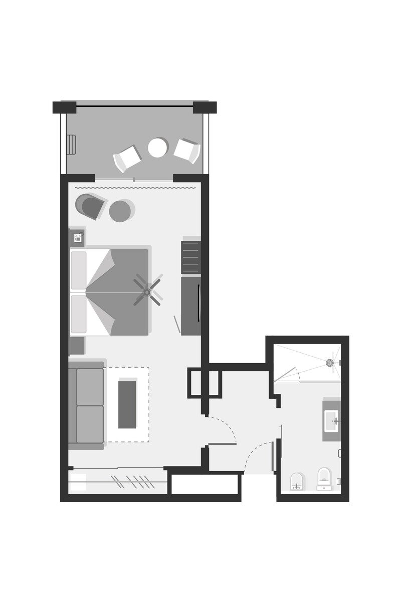 Wohnbeispiel Family Room (1 Bedroom) with Garden View