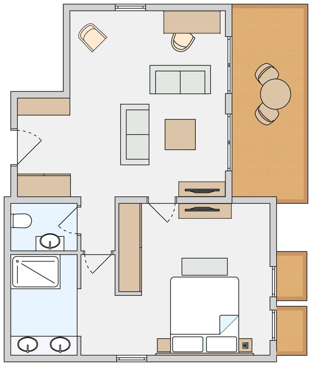 Wohnbeispiel Suite Sharing Pool („AI-generated“)