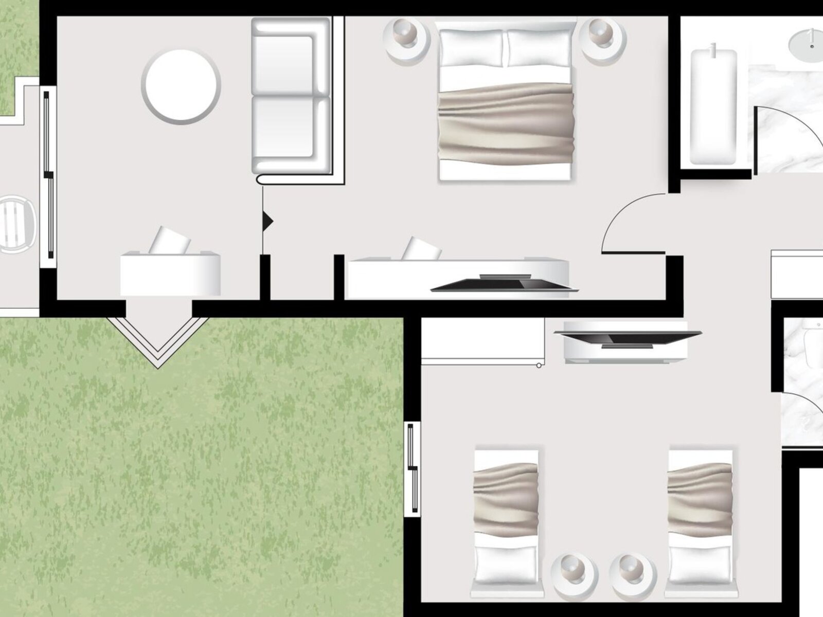 Wohnbeispiel Deluxe Family Bungalow Garden View Ground Floor