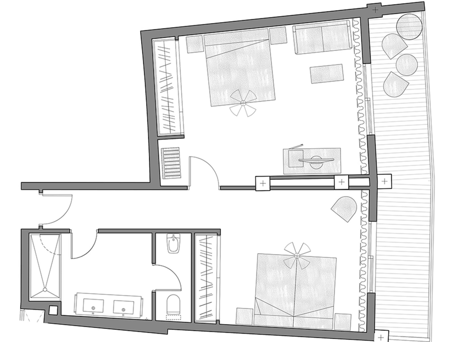 Wohnbeispiel Family Room 2 Bedrooms with Sea View