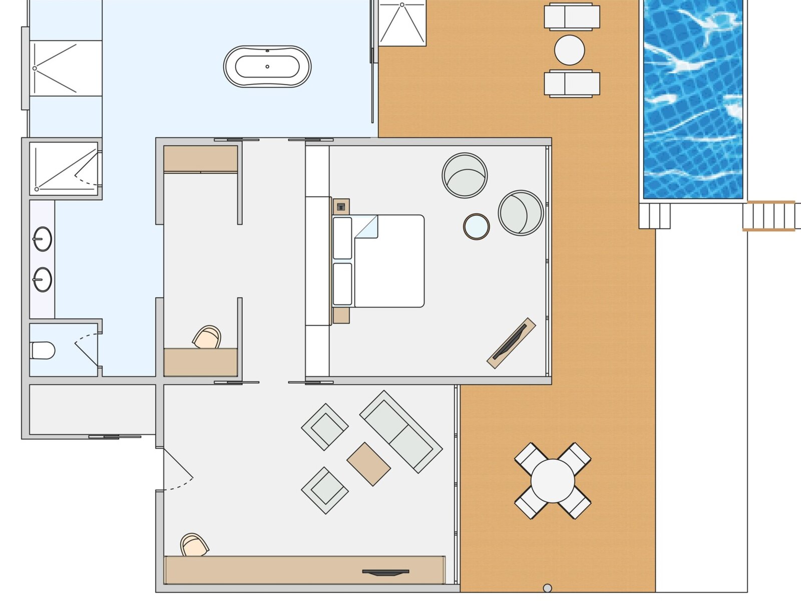 Wohnbeispiel One Bed Room Water Villa Pool