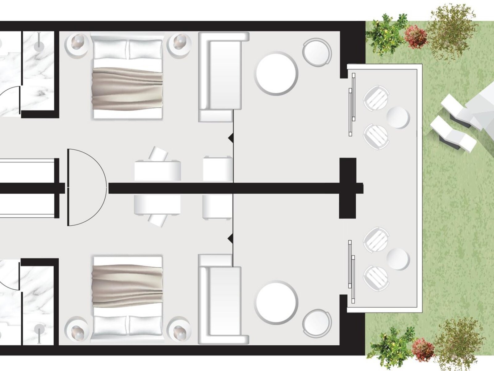 Wohnbeispiel 2 Bedroom Luxury Bungalow Suite