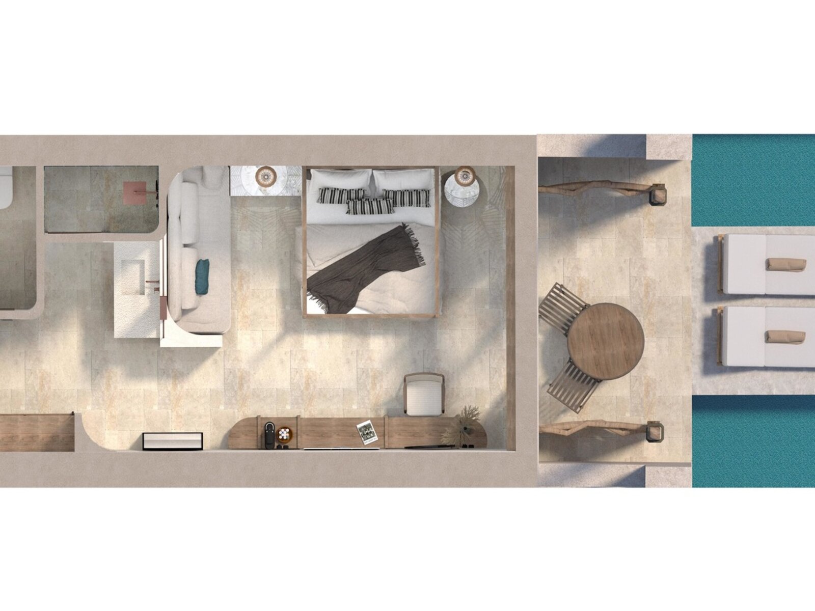 Wohnbeispiel Luxe Swim Up („AI-generated“)
