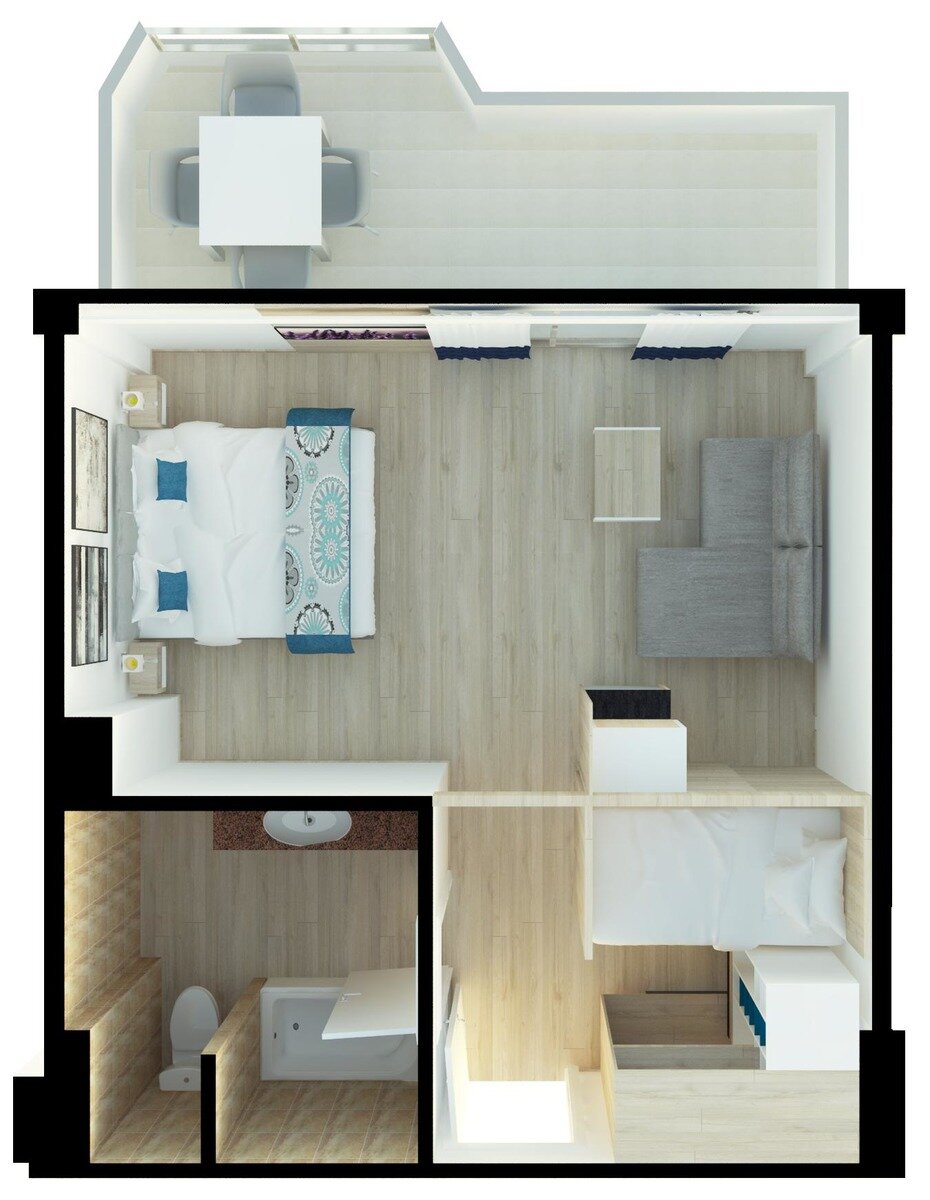 Wohnbeispiel Twin Room - Bunk