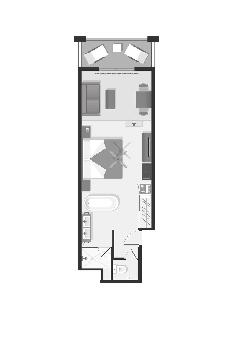 Wohnbeispiel Junior Suite Courtyard („AI-generated“)