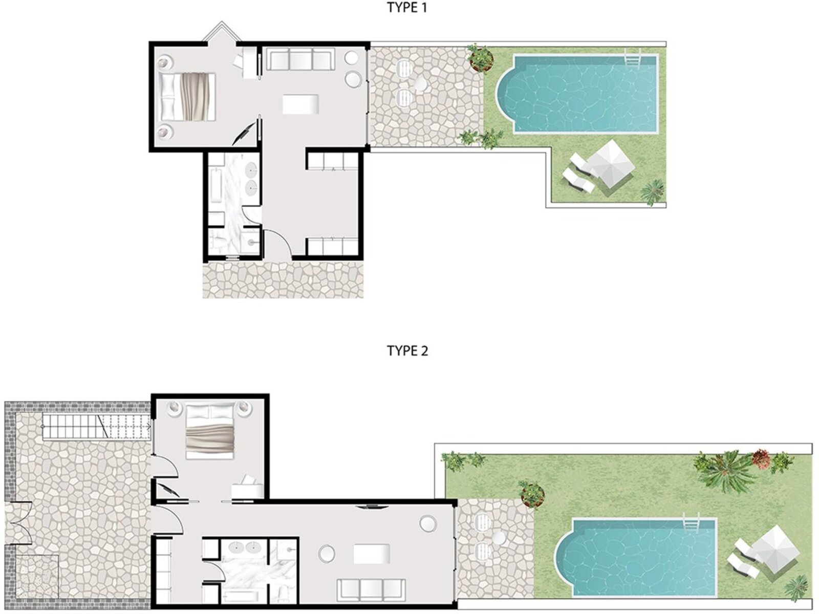 Wohnbeispiel BUNGALOW SUITE SEA FRONT PRIVATE POOL