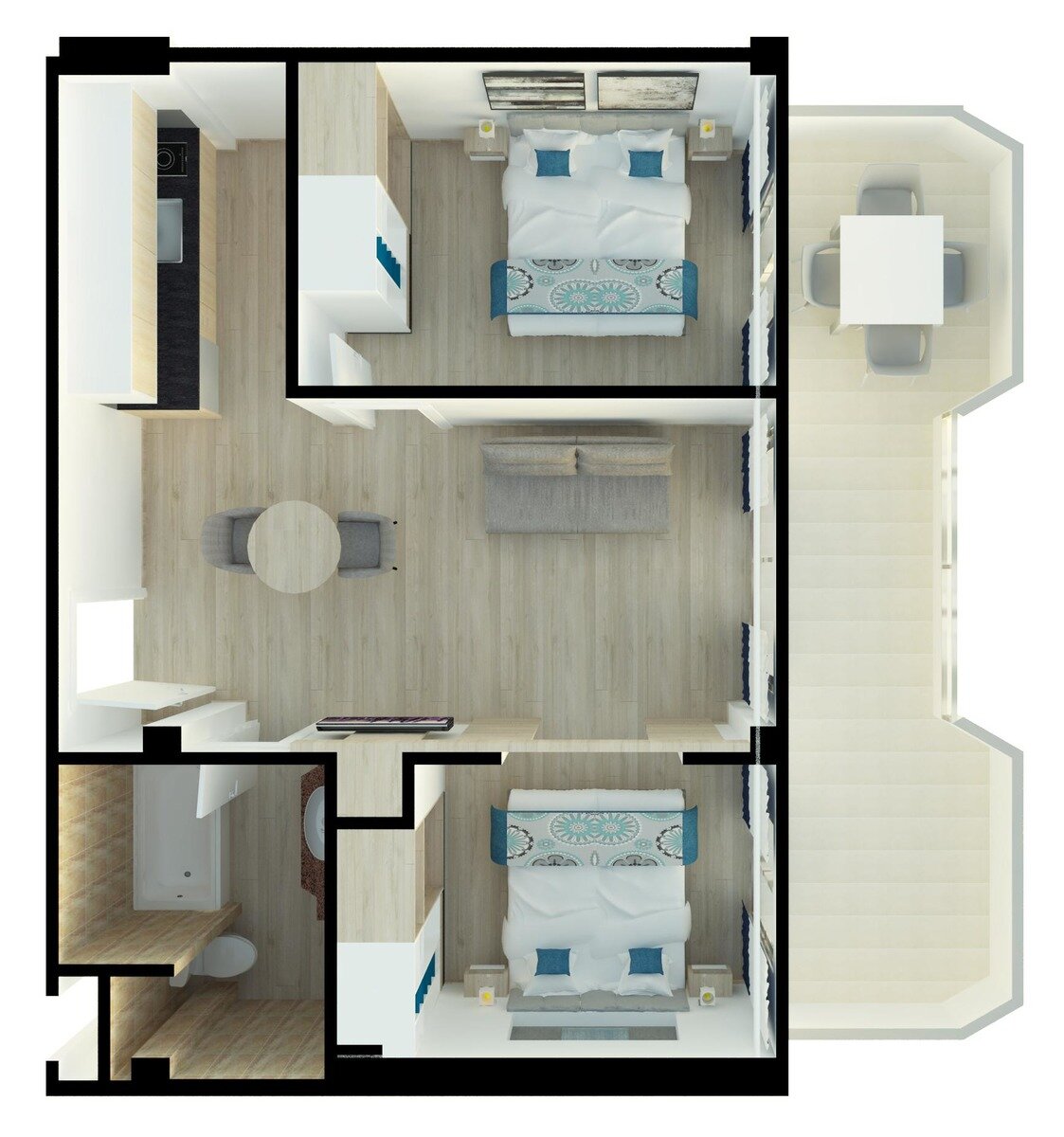 Wohnbeispiel 2 Bedroom Limited Sea View
