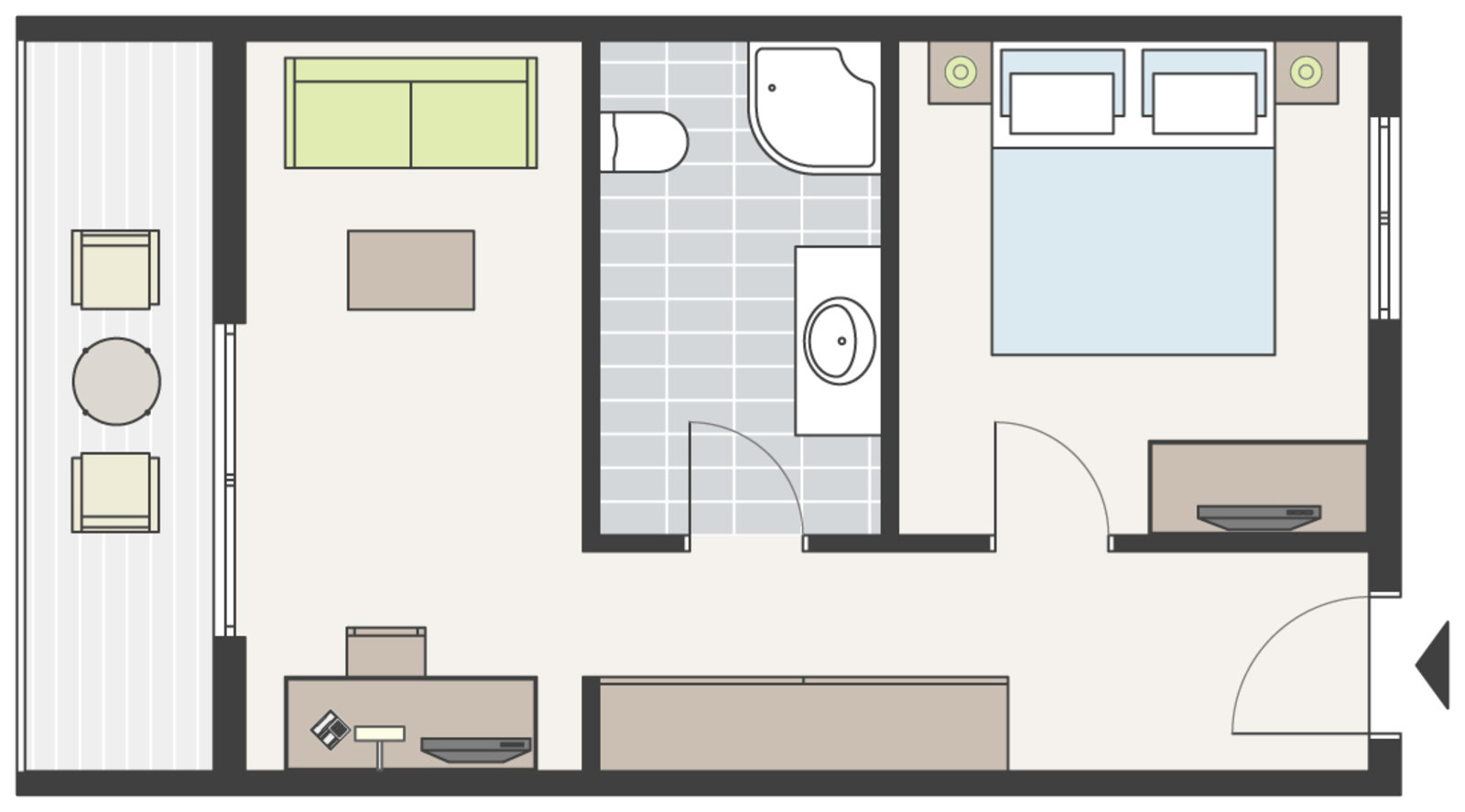 Zimmerskizze Wohnbeispiel Suite (SUX1)