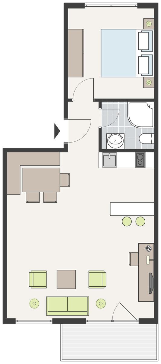 Zimmerskizze Wohnbeispiel Appartement (APX4)